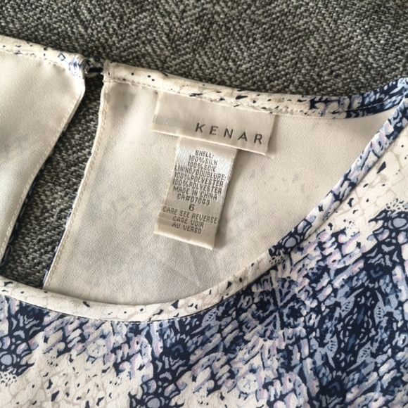 Kenar 100% Silk Blue Porcelaine Print Short Sleeve Dress - Picture 4 of 10